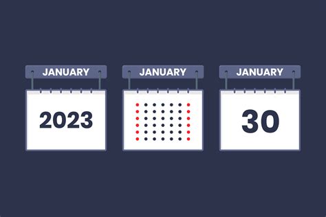 2023 calendar design January 30 icon. 30th January calendar schedule ...