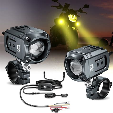 Kewig Motorcycle Auxiliary Led Light Kit Driving Spotlights White Amber