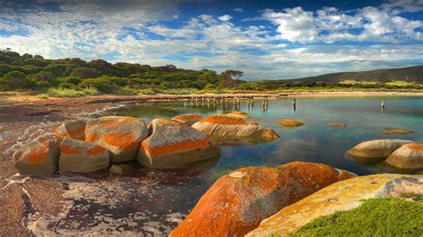 Wallpaper Alam Pemandangan Danau Batuan Air Pohon Tanaman Awan