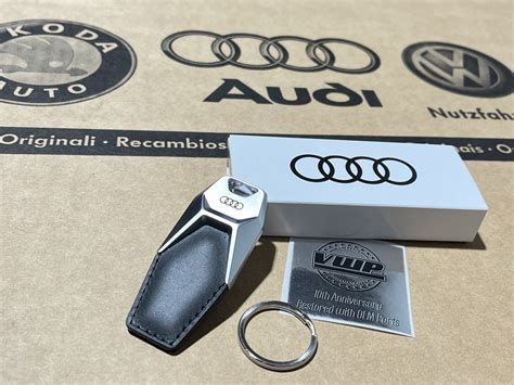 Audi A A A A A A A A Audi Rings Black Leather Keyring Key Fob