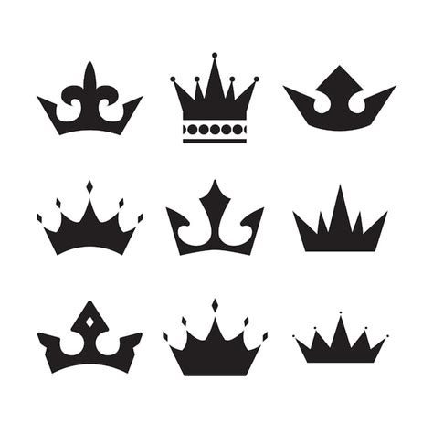 Premium Vector Set Of Simple Icons Crown Icons King Queen Stickers Set