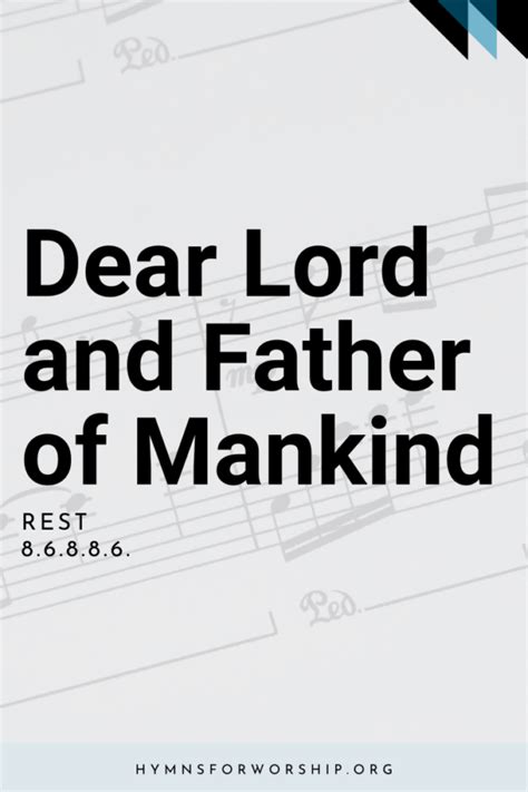 Sdah Dear Lord And Father Of Mankind Hymns For Worship