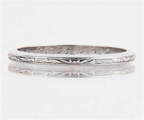 Antique Wedding Band Antique Art Deco Platinum Engraved 1934 Wedding ...