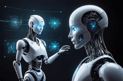 El Pensamiento De Un Robot Humanoide Analizando La Pantalla Del