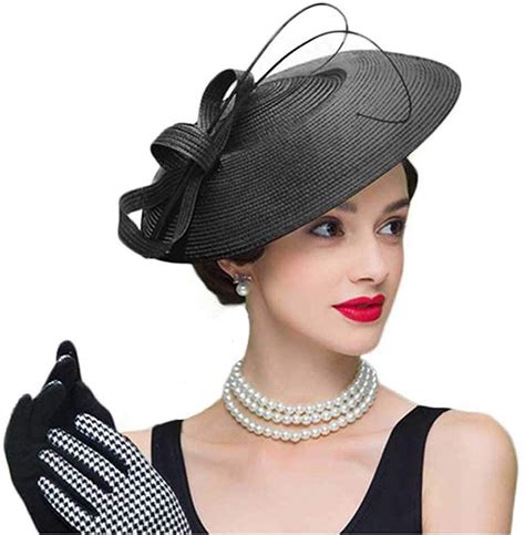 FADVES Fascinators Pillbox Hat Weddings Women Straw Fedora Vintage