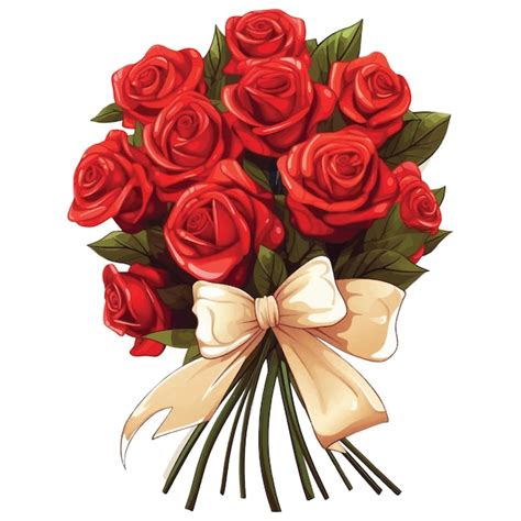 premium vector  bouquet  red roses   bow   style