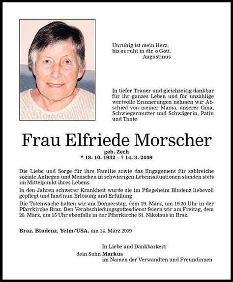 Todesanzeigen Von Elfriede Morscher Todesanzeigen Vorarlberger