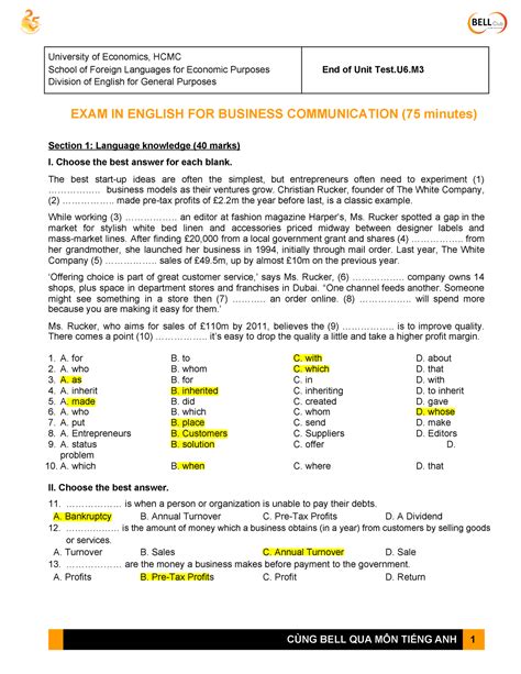 Unit 6 With Full Key Unit 6 With Full Key Exam In English For