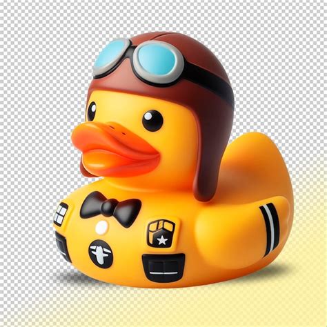 Premium PSD Psd Yellow Rubber Duck Airplane Pilot On A Transparent