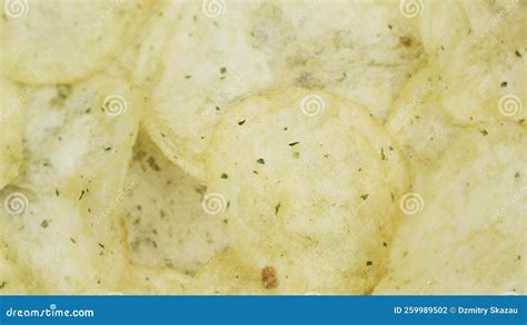 Potato Chips On A Rotating Surface Close Up Stock Footage Video Of