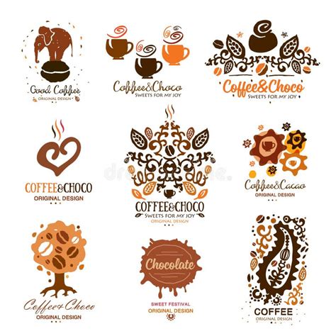 Set Of Chocolate Coffee Logo Cocoa Icon Logo Stock Vector