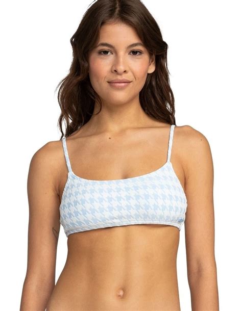 Roxy Check It Bralette Bikini Top In Bel Air Blue Myer