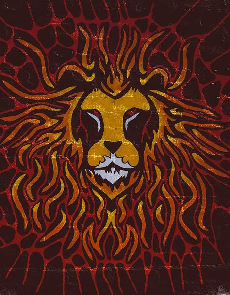 Marron Rouge Peinture De Lion Mur De Briques Graffiti De Lion Art