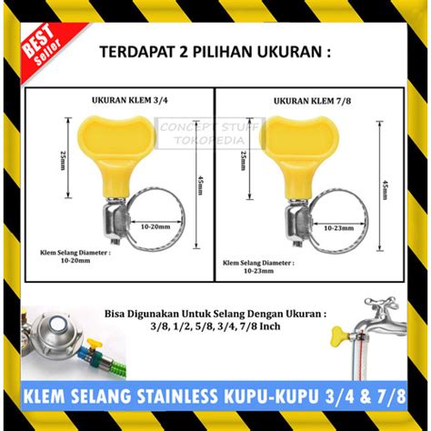 Jual Klem Kuping Penjepit Selang Air Gas Kupu Kupu Stainless 3 4 7 8