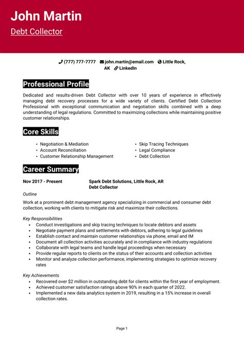 Debt Collector Resume Example And Guide Get Hired