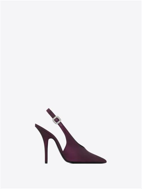 SAINT LAURENT Yasmeen Slingback Pumps In Shantung REVERSIBLE