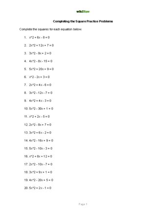 How To Complete The Square Formula Method Examples Worksheets