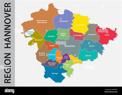 Mapa de vectores administrativo y político de la región de Hannover en