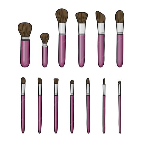 Colección De Pinceles De Maquillaje Vector Premium