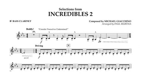 Selections From Incredibles Arr Paul Murtha Bb Bass Clarinet