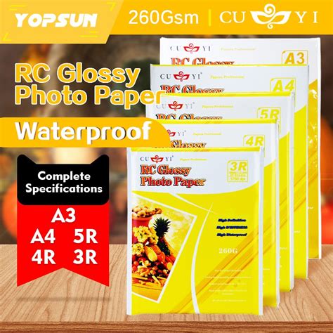 A4 3R 4R 5R Cuyi Rc Rough Glossy Photo Paper 260gsm Inkjet Paper