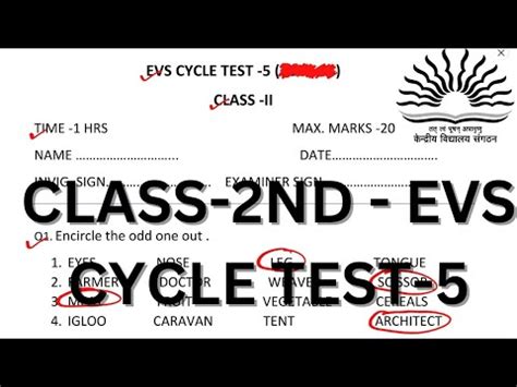 CLASS 2ND EVS CYCLE TEST 5 QUESTION PAPER SAMPLE PAPER SOLUTION Kvs