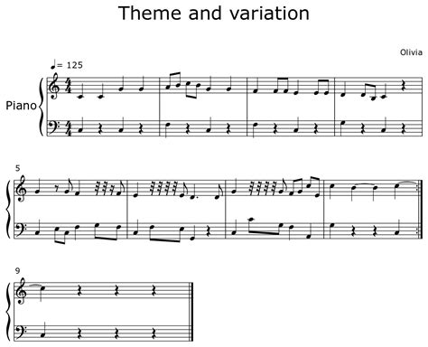 Theme And Variation Sheet Music For Piano