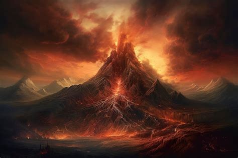 Premium AI Image | Concept art illustration of Mordor land Mount Doom ...