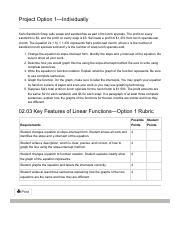 Key Features Of Linear Functions Pdf Project Option