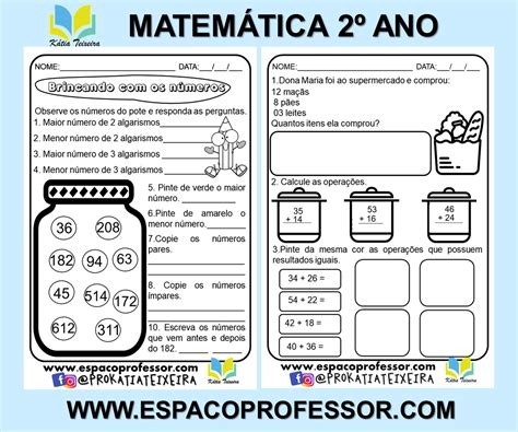 Atividades de matemática 1º ano gráfico adição e subtração em PDF