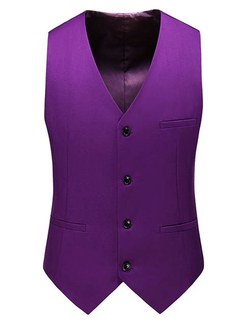 Frontwalk Mens V Neck Suit Vest Button Formal Suit Waistcoat Regular