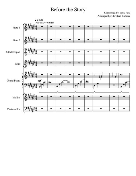 Before The Story Deltarune Sheet Music For Piano Flute Glockenspiel Strings Group Mixed