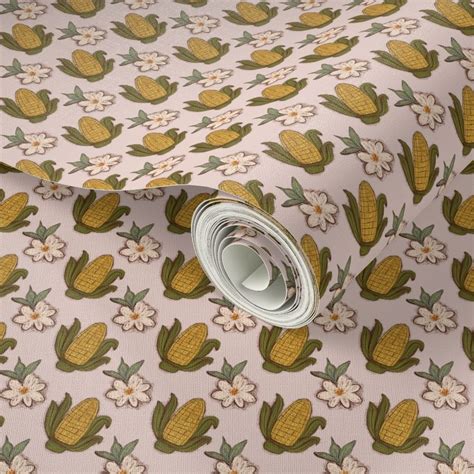 Corn Floral Nude Wallpaper Spoonflower