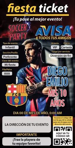 20 Invitaciones Futbol Barcelona Leo Messi Personalizadas Envío gratis