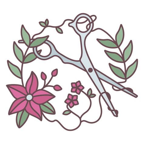 Color Stroke Scissors And Flowers Png Svg Design For T Shirts