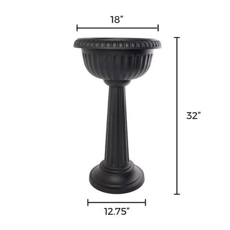 Bloem Grecian 32 In Black Plastic Urn Tall Pedestal Planter GU180 00