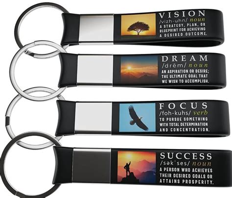 Inkstone Motivational Quote Keychains Success Dream Focus Vision