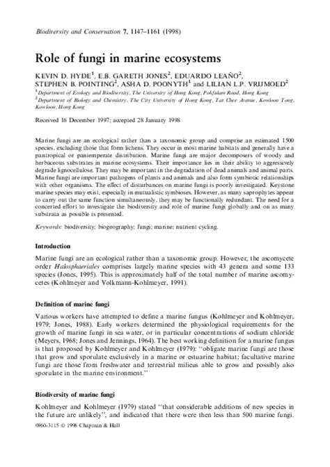 (PDF) Role of fungi in marine ecosystems