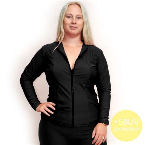 Womens Plus Size Rash Guard With Zip