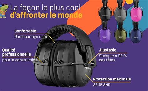 Vanderfields Casque Anti Bruit Adulte Pour Bruits De Chantier Forts Et