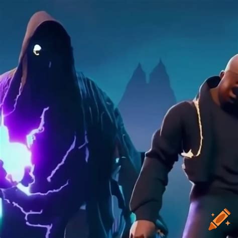 Kanye West Fighting A Monster In Fortnite On Craiyon