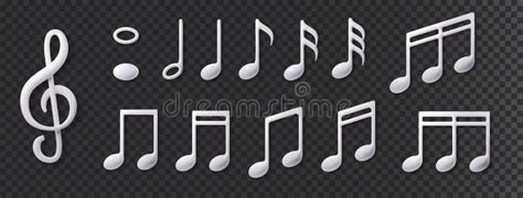 White Music Notes Collection Isolated. Vector 3d Realistic Icon ...