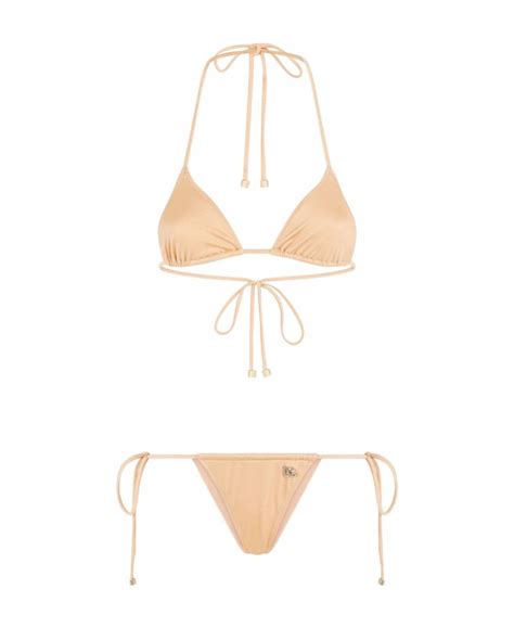Dolce Gabbana Halterneck Triangle Bikini In Nude ModeSens