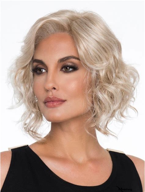 Platinum Blonde Without Bangs Curly 12 Inch Chin Length Buy Monotop Wig