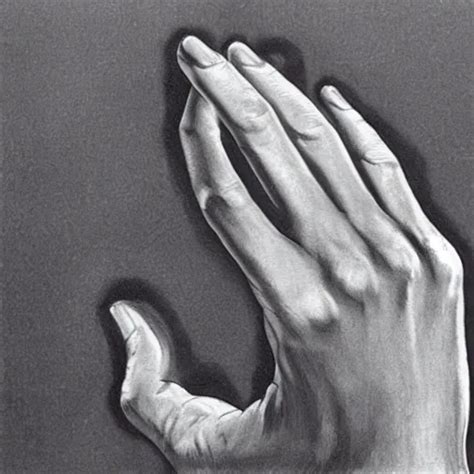 Drawing Hands 1948 Lithograph By M C Escher Unreal Stable