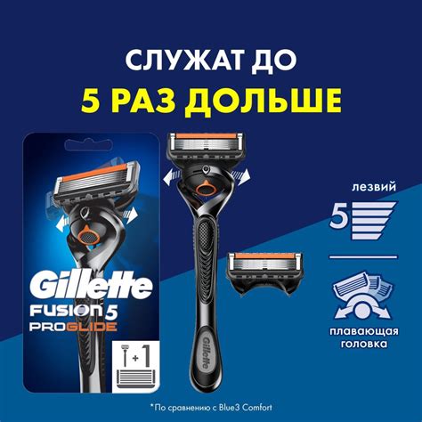 Gillette Fusion5 ProGlide Мужская Бритва, 2 кассеты, с 5 лезвиями с ...