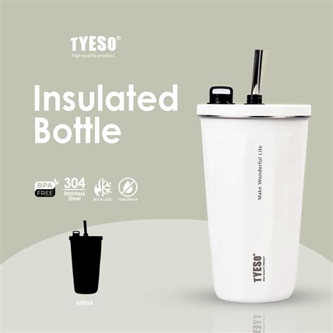 Tyeso Ml Stainless Steel Tumbler With Straw Vacuum Insulated Coffee Mug Tumbler For Hot And