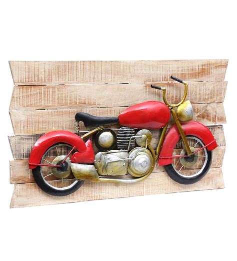 Buy Wrought Iron Bike Wall Art In Red By Malik Design Online