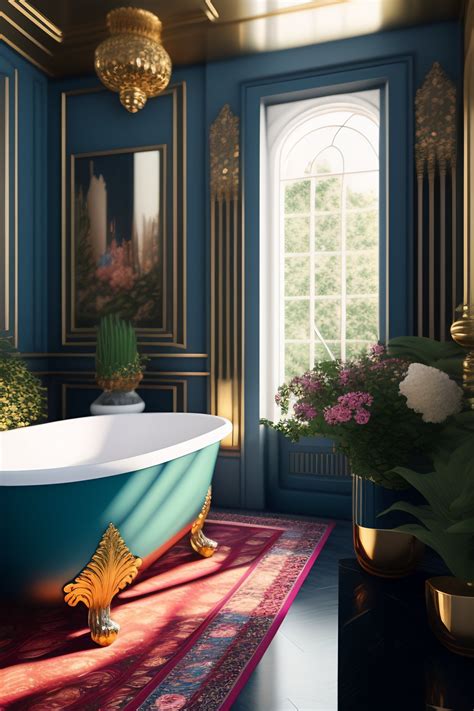 Lexica Architectural Digest Photo Of A Maximalist Bathroom Living