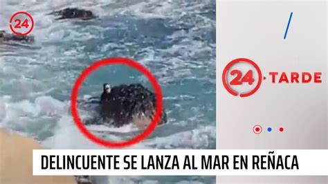 Carabinero lo salvó delincuente se lanza al mar para evitar